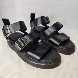 Dr. Martens Gryphon Brando Black Leather Chunky Platform Gladiator Sandals Sz 6